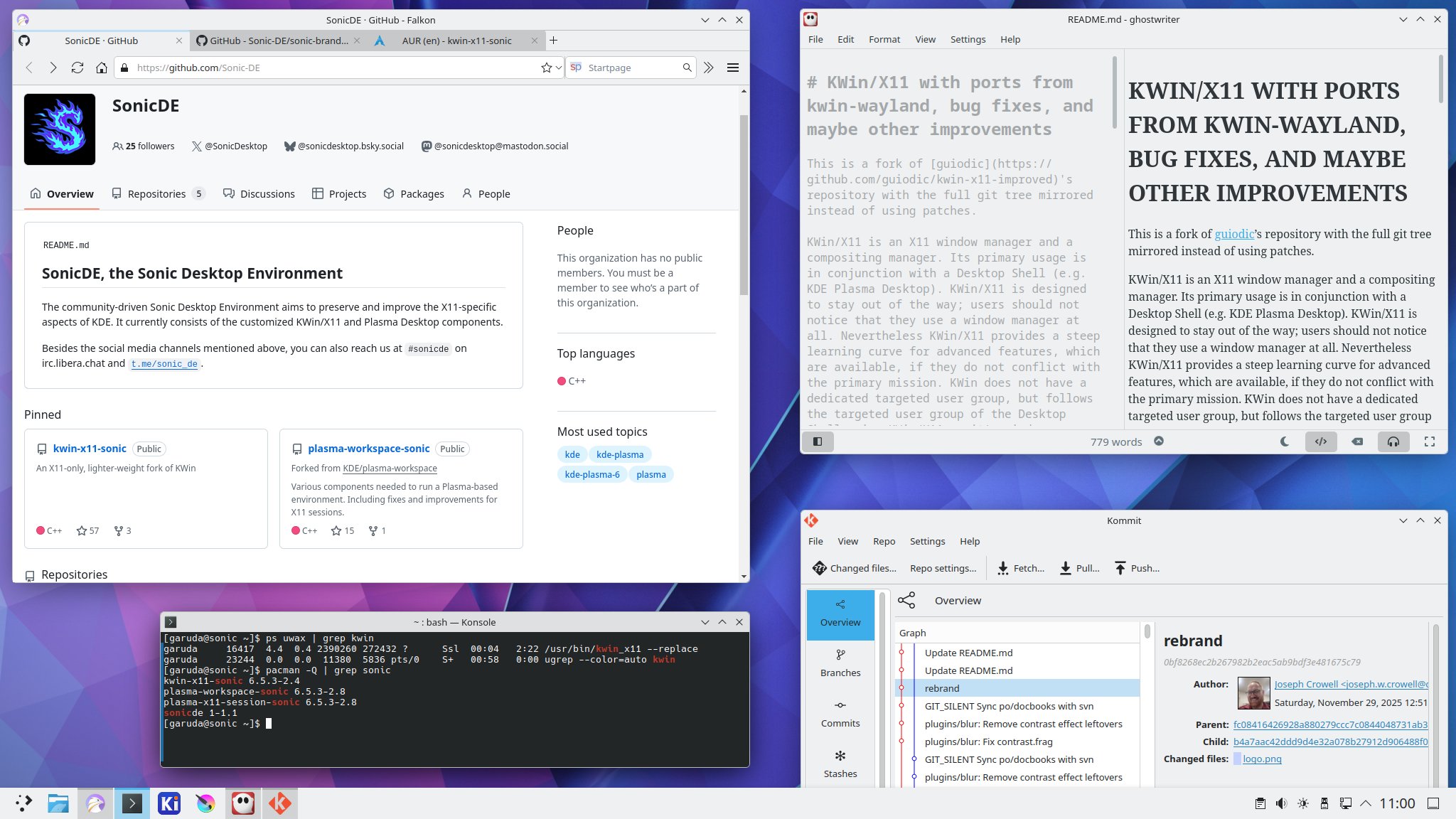 A screenshot of SonicDE
